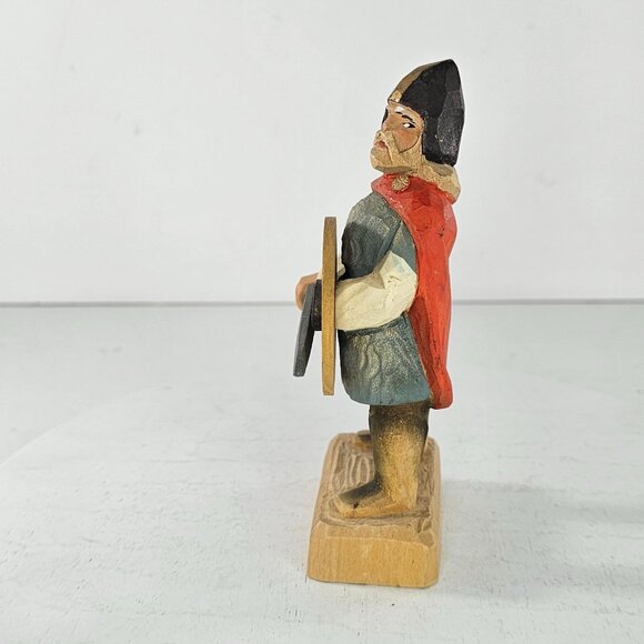 Hand-Carved Henning Viking Warrior Figure Norway Sword Shield Battle Ready 5.5" - Picture 6 of 8